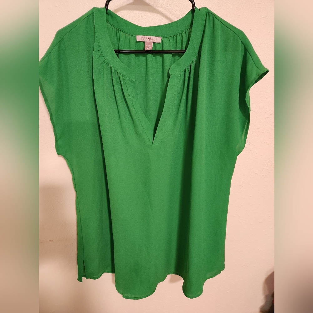 Roz & Ali Vibrant Green Blouse